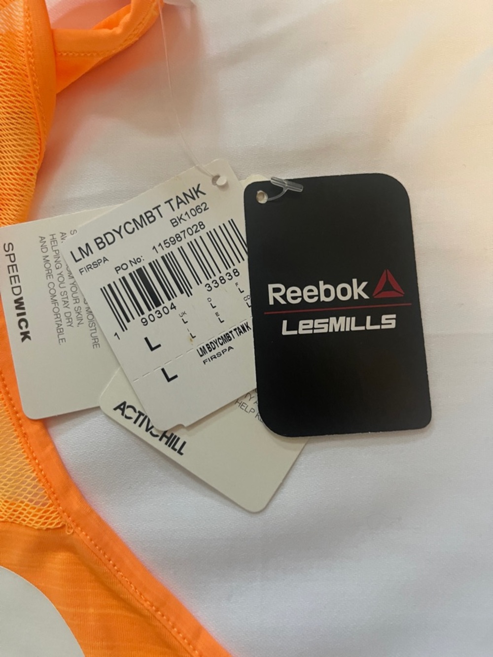 Reebok Neon Orange LES MILLS Bodycombat Tank Top - Picture 3 of 4